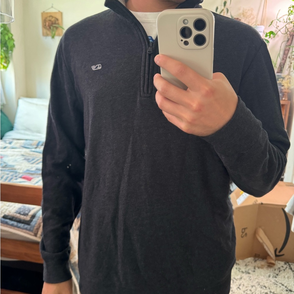 Vineyard Vines Dark Gray Quarter Zip Sweater